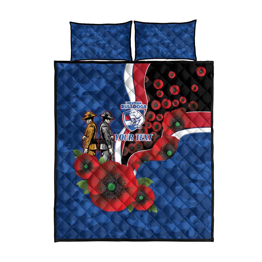 Western Bulldogs ANZAC Personalised Quilt Bed Set Lest We Forget Poppy Camo