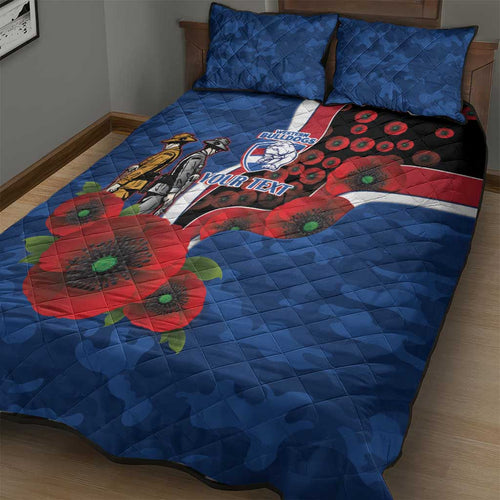Western Bulldogs ANZAC Personalised Quilt Bed Set Lest We Forget Poppy Camo