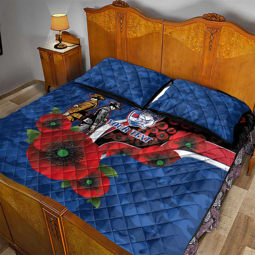 Western Bulldogs ANZAC Personalised Quilt Bed Set Lest We Forget Poppy Camo