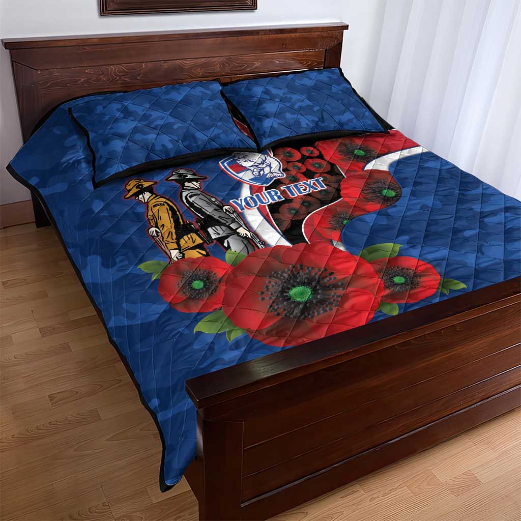 Western Bulldogs ANZAC Personalised Quilt Bed Set Lest We Forget Poppy Camo