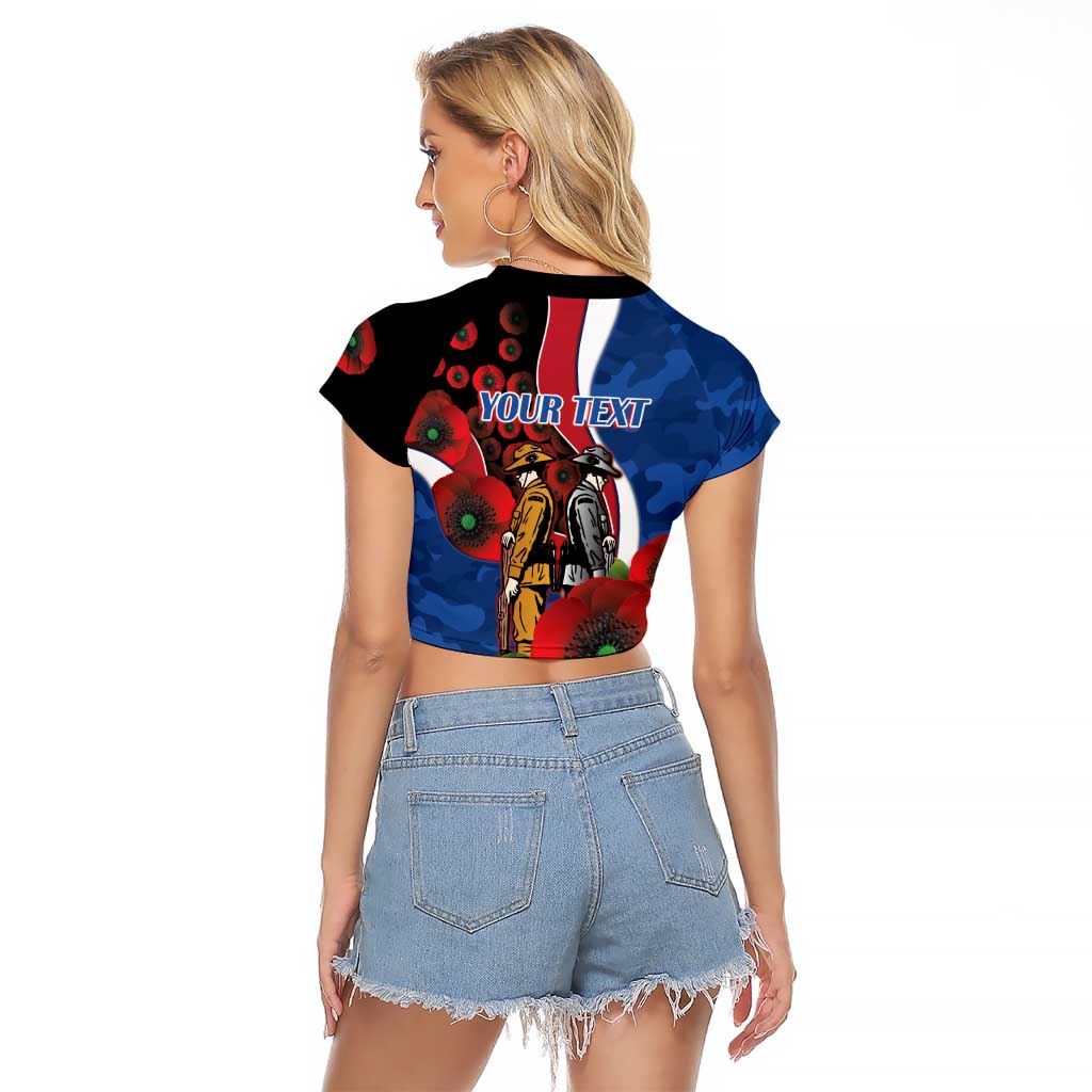Western Bulldogs ANZAC Personalised Raglan Cropped T Shirt Lest We Forget Poppy Camo