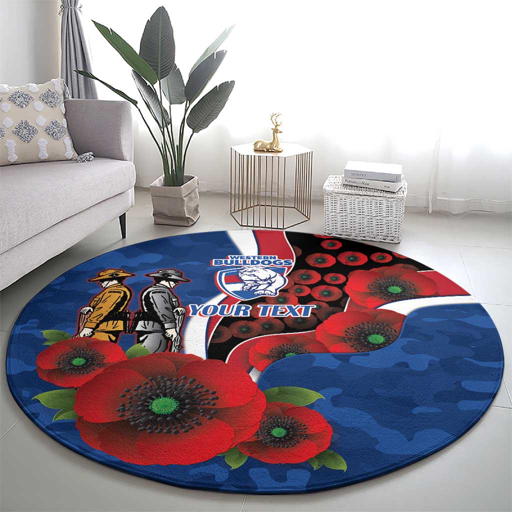 Western Bulldogs ANZAC Personalised Round Carpet Lest We Forget Poppy Camo