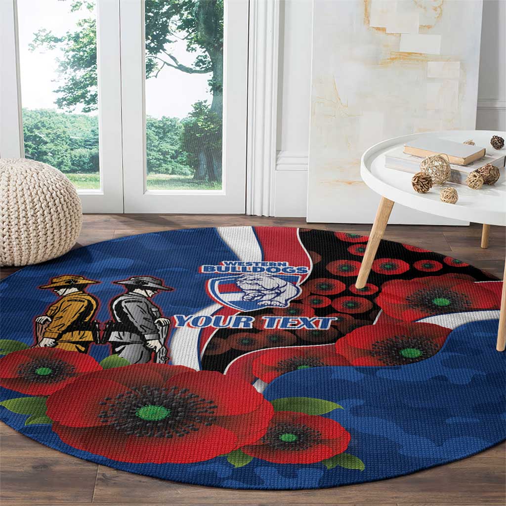 Western Bulldogs ANZAC Personalised Round Carpet Lest We Forget Poppy Camo