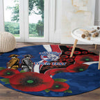 Western Bulldogs ANZAC Personalised Round Carpet Lest We Forget Poppy Camo