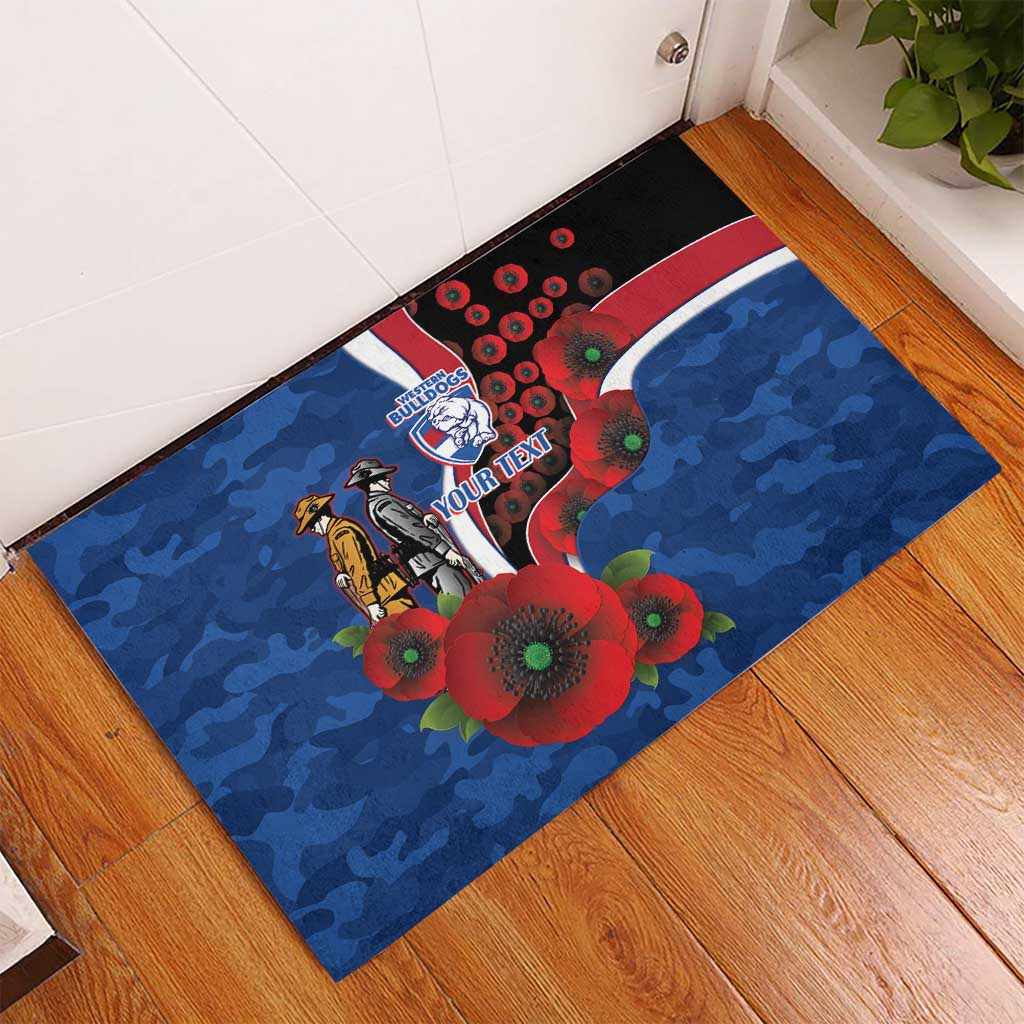Western Bulldogs ANZAC Personalised Rubber Doormat Lest We Forget Poppy Camo
