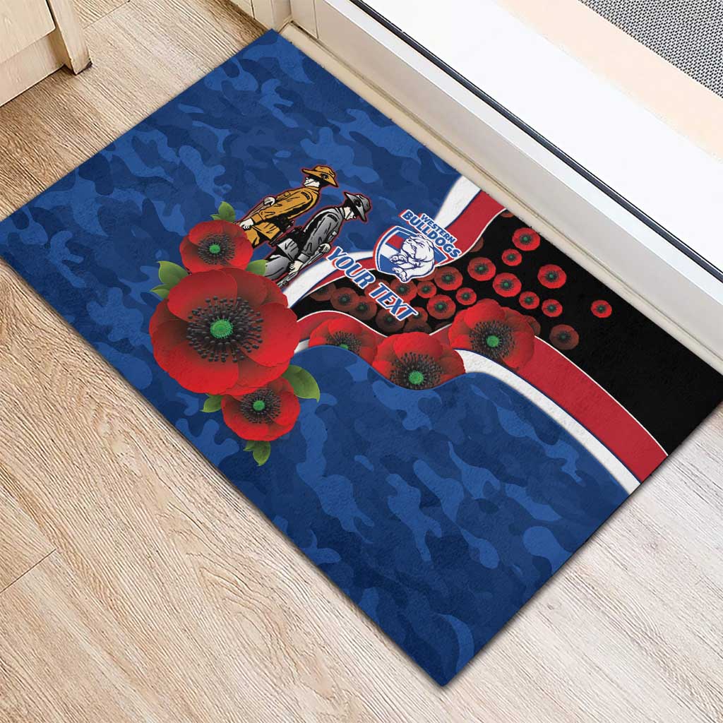Western Bulldogs ANZAC Personalised Rubber Doormat Lest We Forget Poppy Camo