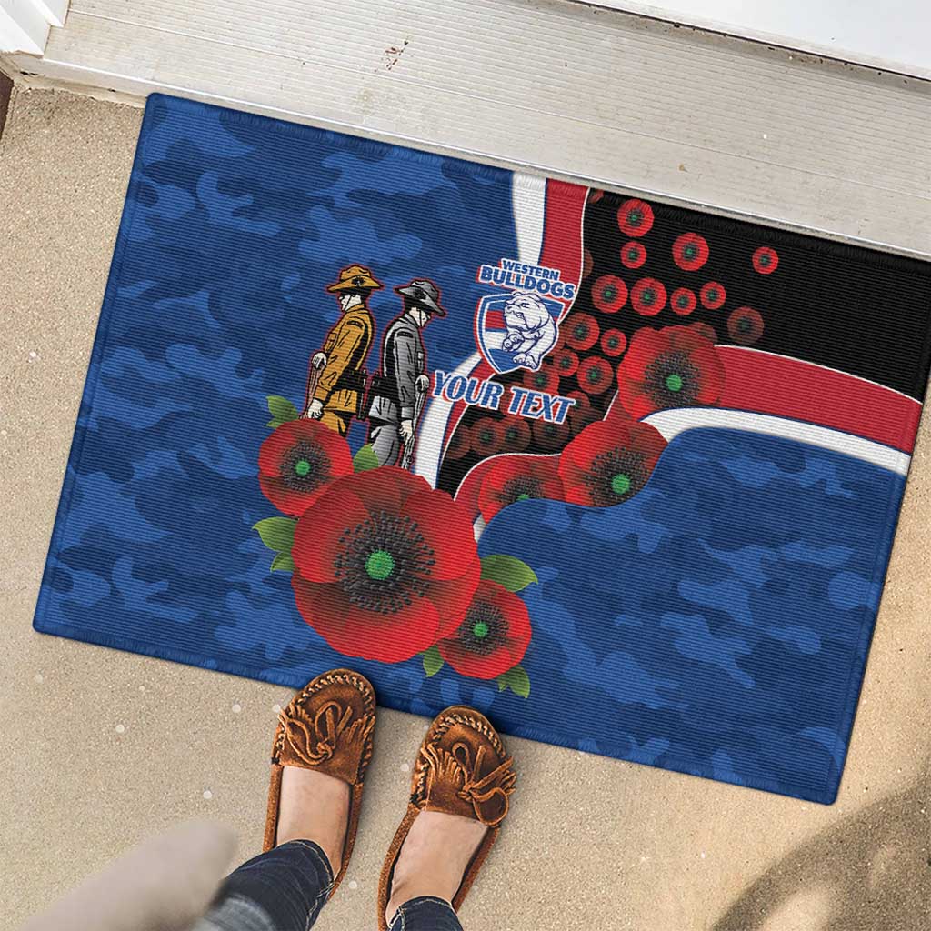 Western Bulldogs ANZAC Personalised Rubber Doormat Lest We Forget Poppy Camo