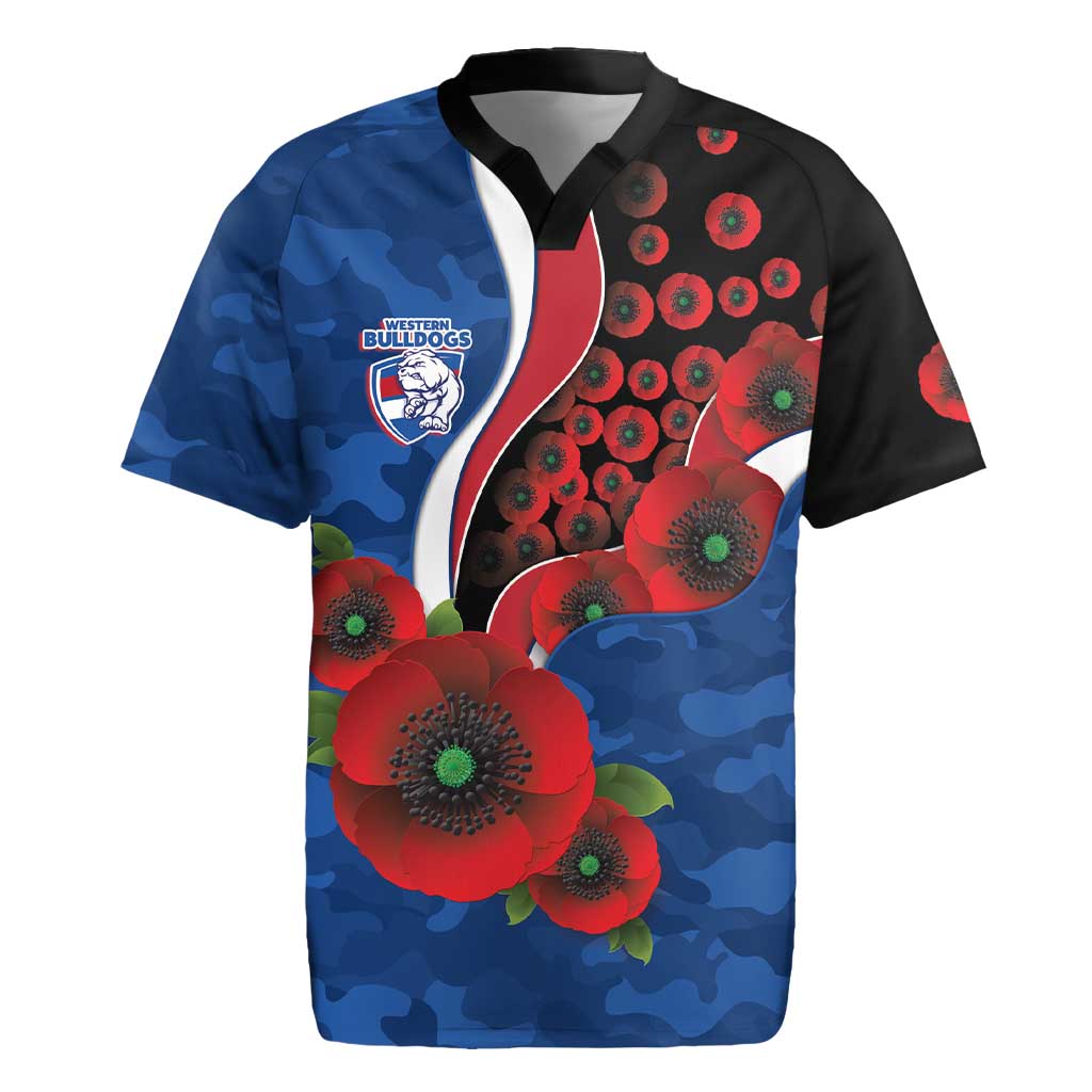 Western Bulldogs ANZAC Personalised Rugby Jersey Lest We Forget Poppy Camo