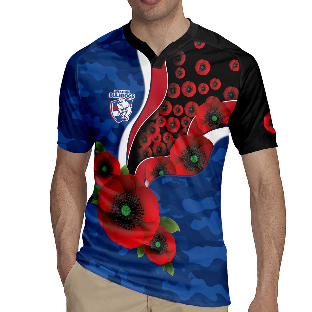Western Bulldogs ANZAC Personalised Rugby Jersey Lest We Forget Poppy Camo