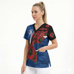 Western Bulldogs ANZAC Personalised Scrub Top Lest We Forget Poppy Camo
