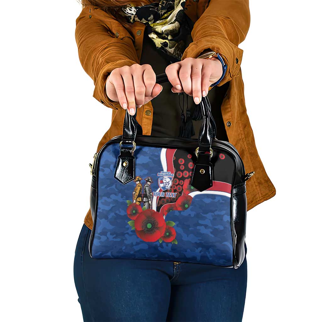Western Bulldogs ANZAC Personalised Shoulder Handbag Lest We Forget Poppy Camo