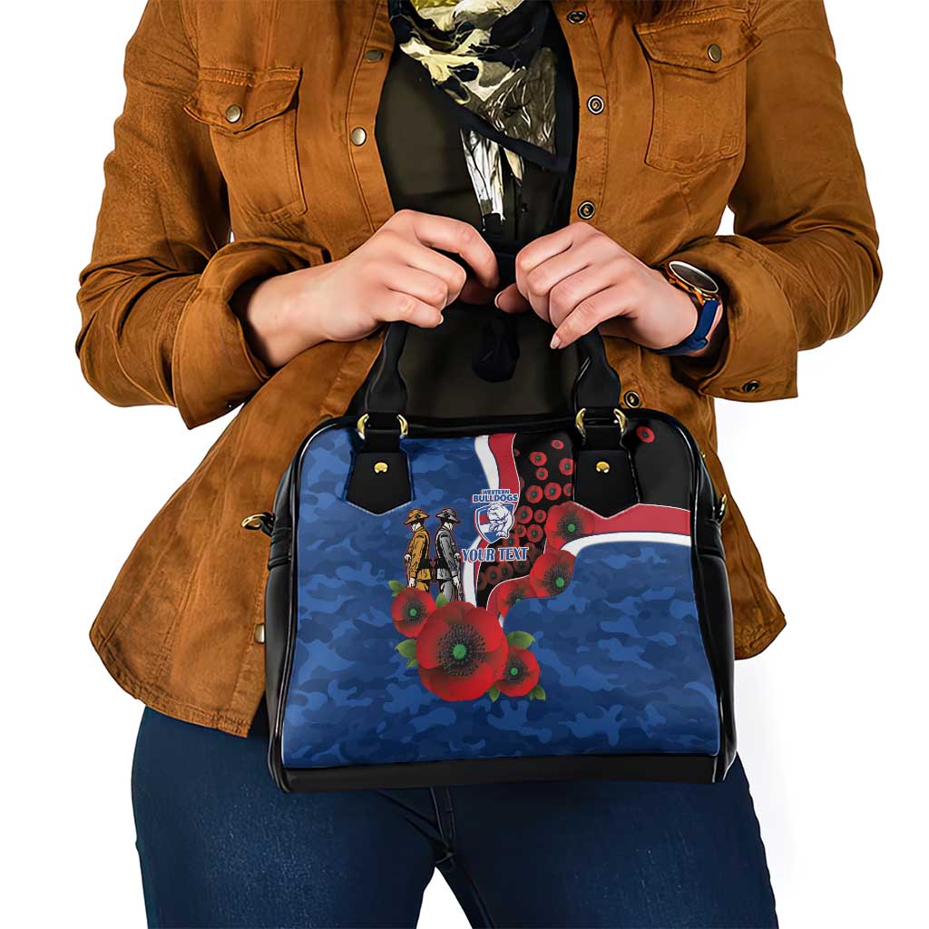 Western Bulldogs ANZAC Personalised Shoulder Handbag Lest We Forget Poppy Camo