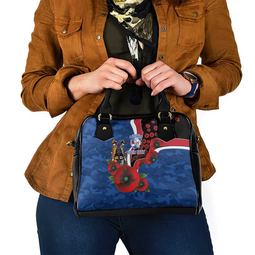 Western Bulldogs ANZAC Personalised Shoulder Handbag Lest We Forget Poppy Camo