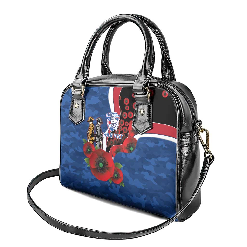 Western Bulldogs ANZAC Personalised Shoulder Handbag Lest We Forget Poppy Camo