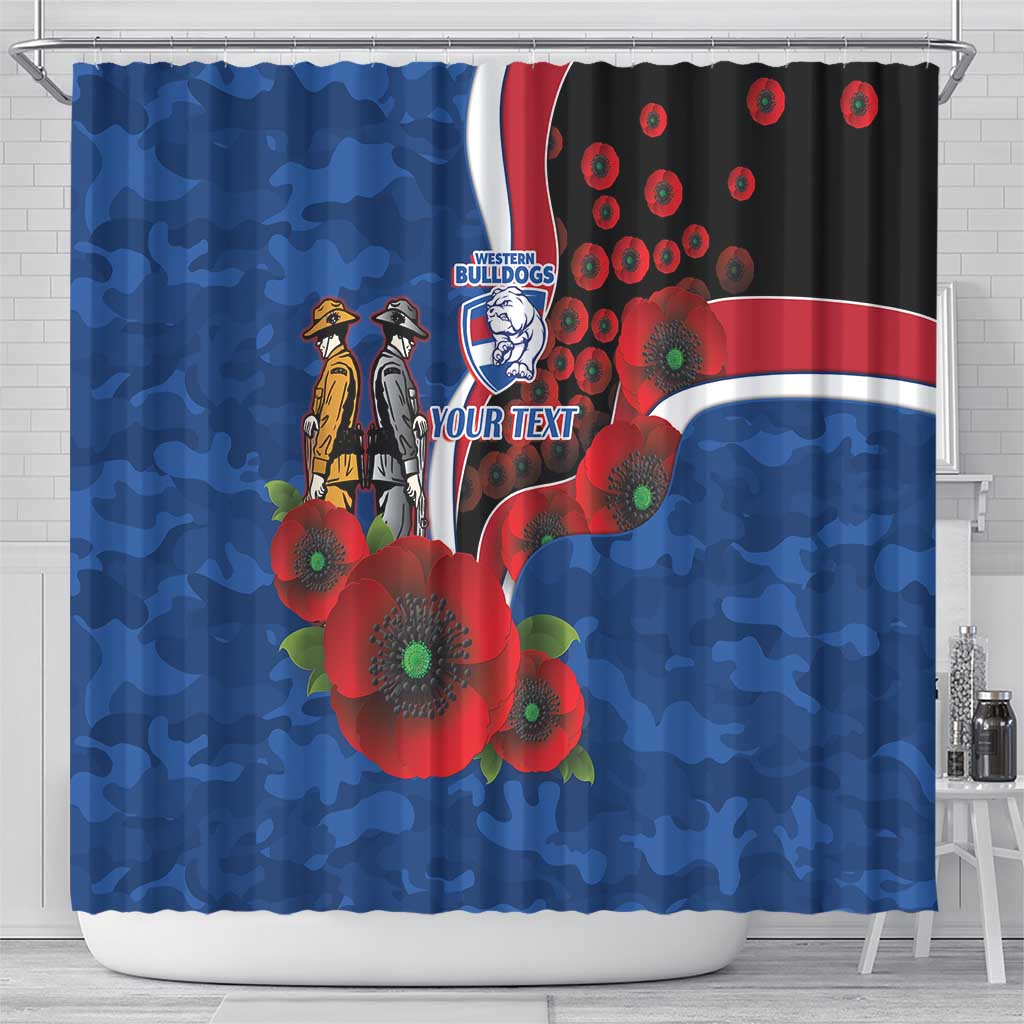 Western Bulldogs ANZAC Personalised Shower Curtain Lest We Forget Poppy Camo