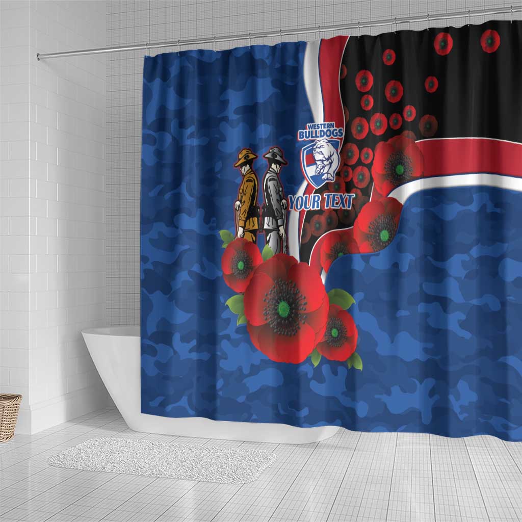 Western Bulldogs ANZAC Personalised Shower Curtain Lest We Forget Poppy Camo