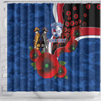 Western Bulldogs ANZAC Personalised Shower Curtain Lest We Forget Poppy Camo