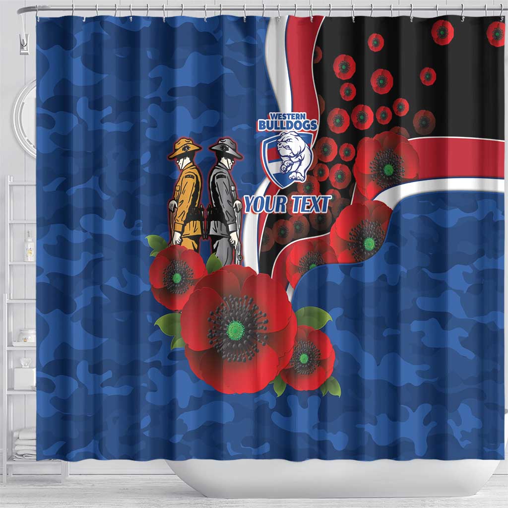 Western Bulldogs ANZAC Personalised Shower Curtain Lest We Forget Poppy Camo