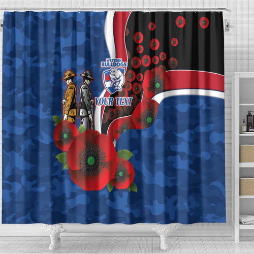 Western Bulldogs ANZAC Personalised Shower Curtain Lest We Forget Poppy Camo