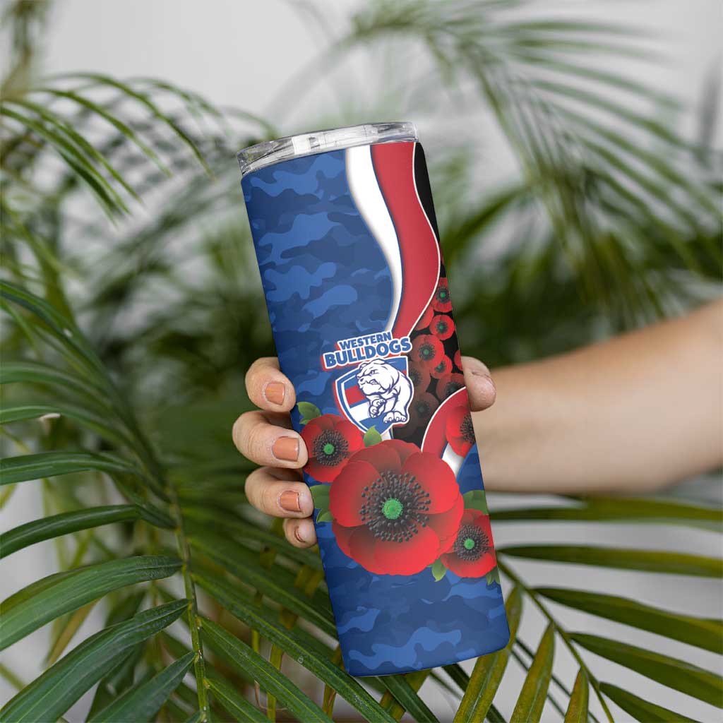 Western Bulldogs ANZAC Personalised Skinny Tumbler Lest We Forget Poppy Camo