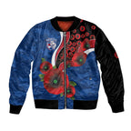Western Bulldogs ANZAC Personalised Sleeve Zip Bomber Jacket Lest We Forget Poppy Camo