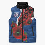 Western Bulldogs ANZAC Personalised Sleeveless Puffer Jacket Lest We Forget Poppy Camo