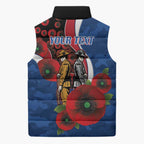 Western Bulldogs ANZAC Personalised Sleeveless Puffer Jacket Lest We Forget Poppy Camo