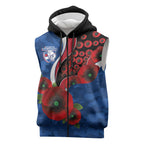 Western Bulldogs ANZAC Personalised Sleeveless Zip Hoodie Lest We Forget Poppy Camo