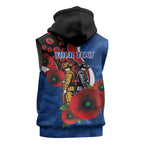 Western Bulldogs ANZAC Personalised Sleeveless Zip Hoodie Lest We Forget Poppy Camo