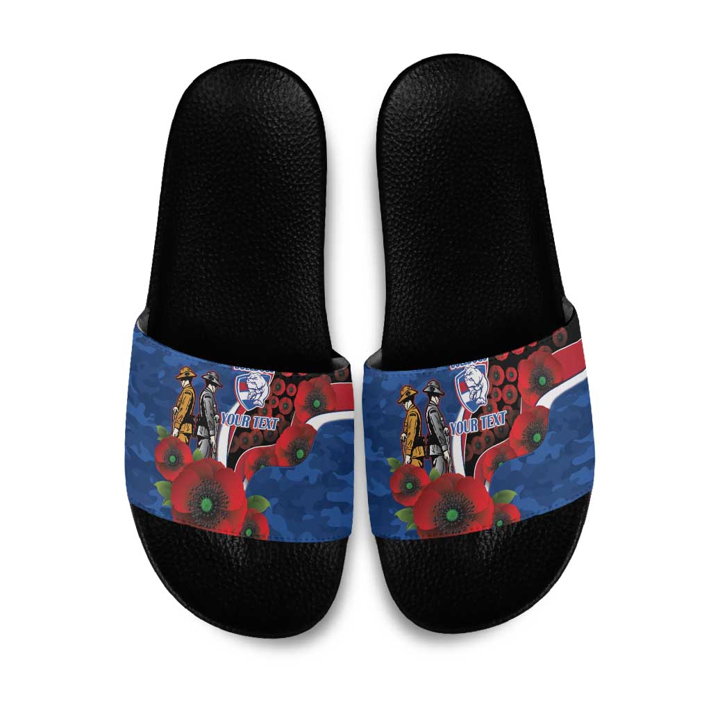 Western Bulldogs ANZAC Personalised Slide Sandals Lest We Forget Poppy Camo