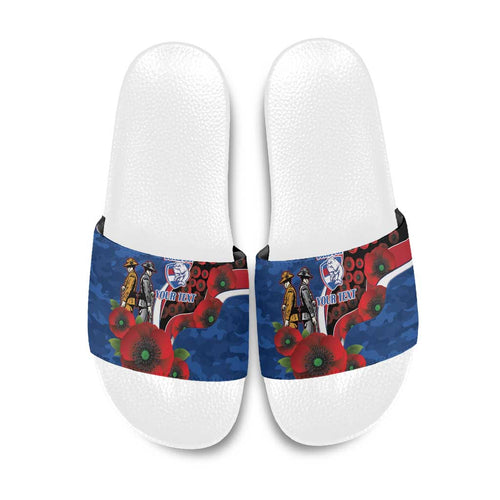 Western Bulldogs ANZAC Personalised Slide Sandals Lest We Forget Poppy Camo