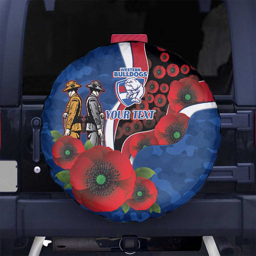Western Bulldogs ANZAC Personalised Spare Tire Cover Lest We Forget Poppy Camo