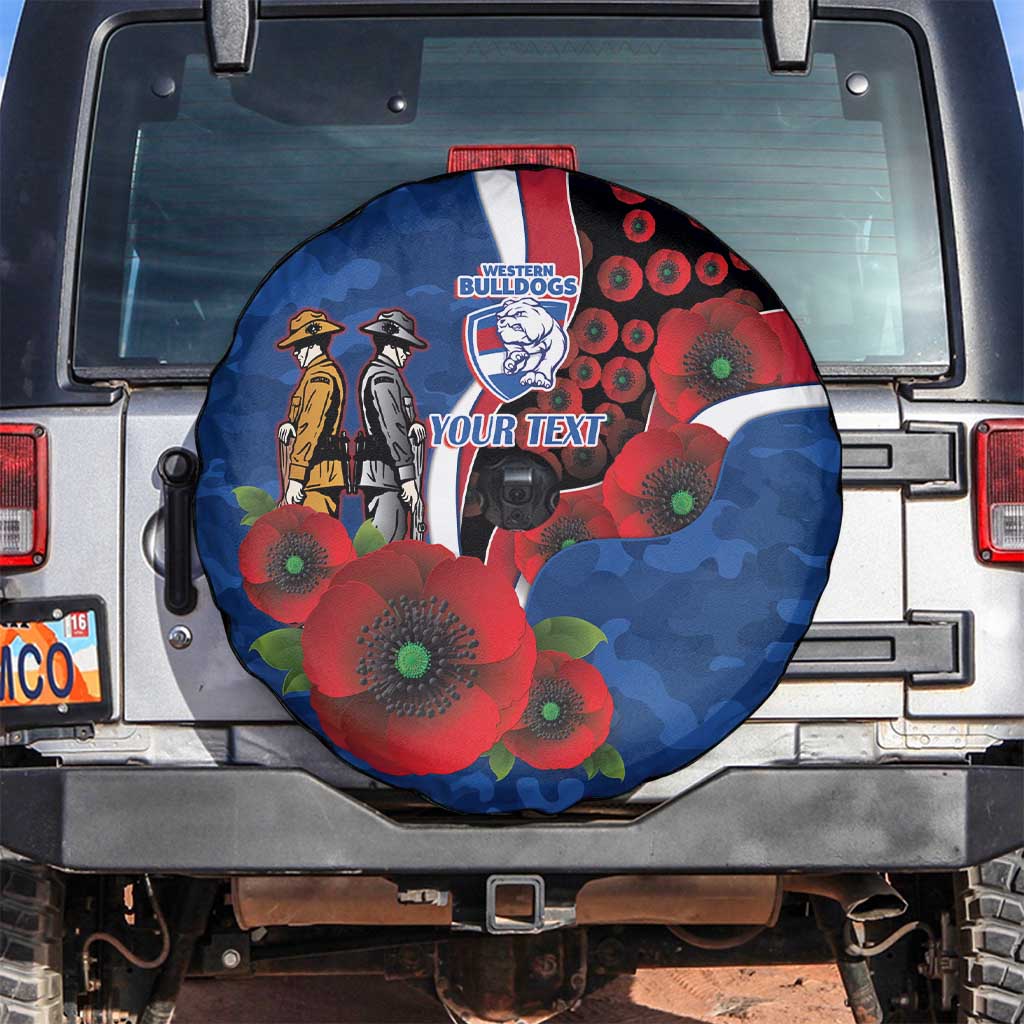 Western Bulldogs ANZAC Personalised Spare Tire Cover Lest We Forget Poppy Camo