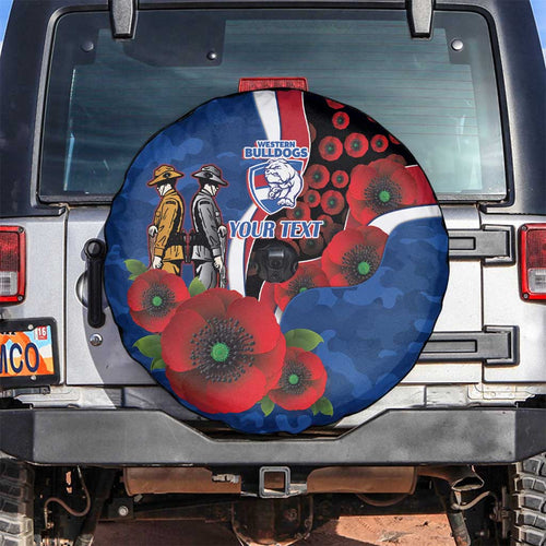 Western Bulldogs ANZAC Personalised Spare Tire Cover Lest We Forget Poppy Camo