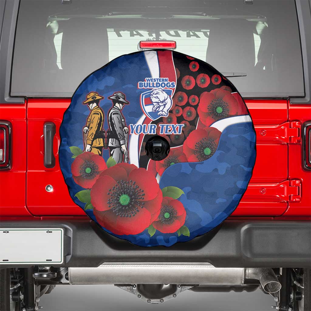Western Bulldogs ANZAC Personalised Spare Tire Cover Lest We Forget Poppy Camo