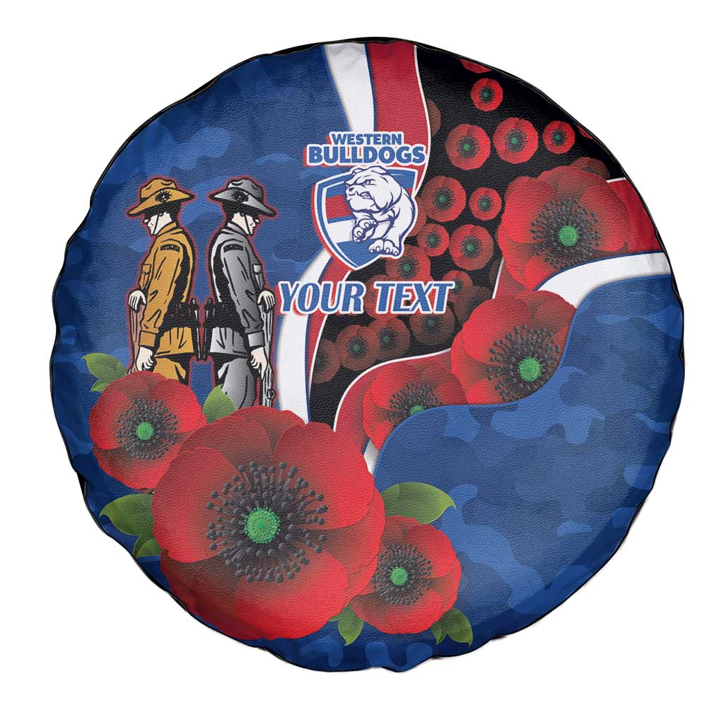 Western Bulldogs ANZAC Personalised Spare Tire Cover Lest We Forget Poppy Camo