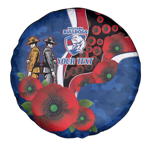 Western Bulldogs ANZAC Personalised Spare Tire Cover Lest We Forget Poppy Camo
