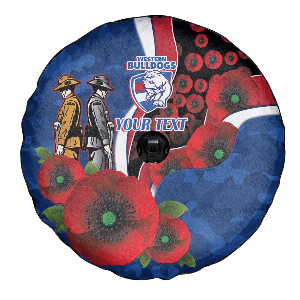 Western Bulldogs ANZAC Personalised Spare Tire Cover Lest We Forget Poppy Camo