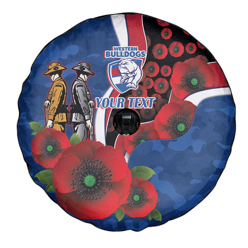 Western Bulldogs ANZAC Personalised Spare Tire Cover Lest We Forget Poppy Camo