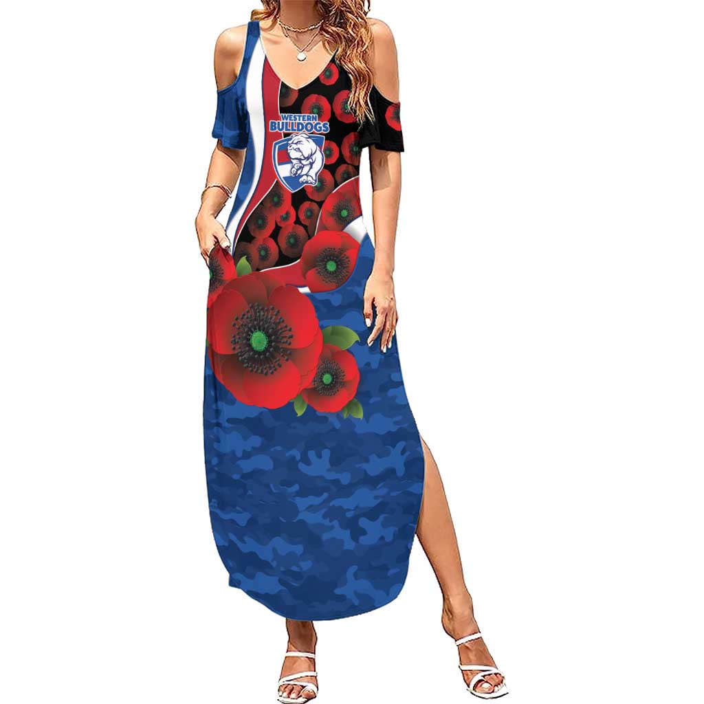 Western Bulldogs ANZAC Personalised Summer Maxi Dress Lest We Forget Poppy Camo