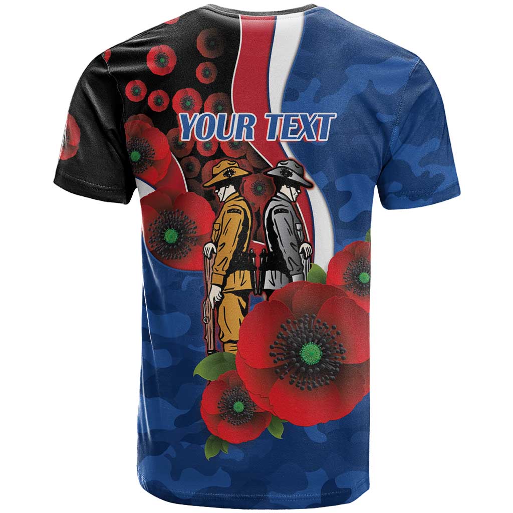 Western Bulldogs ANZAC Personalised T Shirt Lest We Forget Poppy Camo