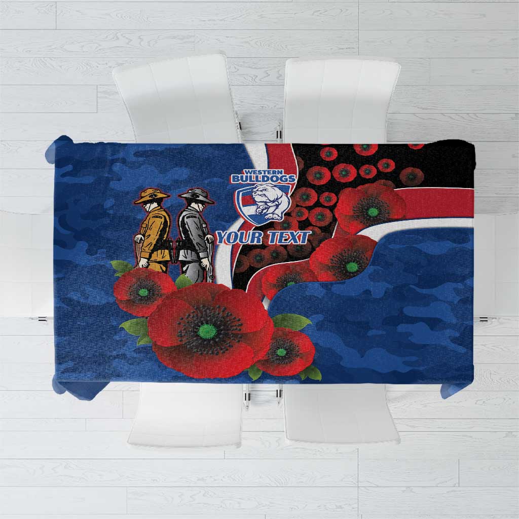 Western Bulldogs ANZAC Personalised Tablecloth Lest We Forget Poppy Camo