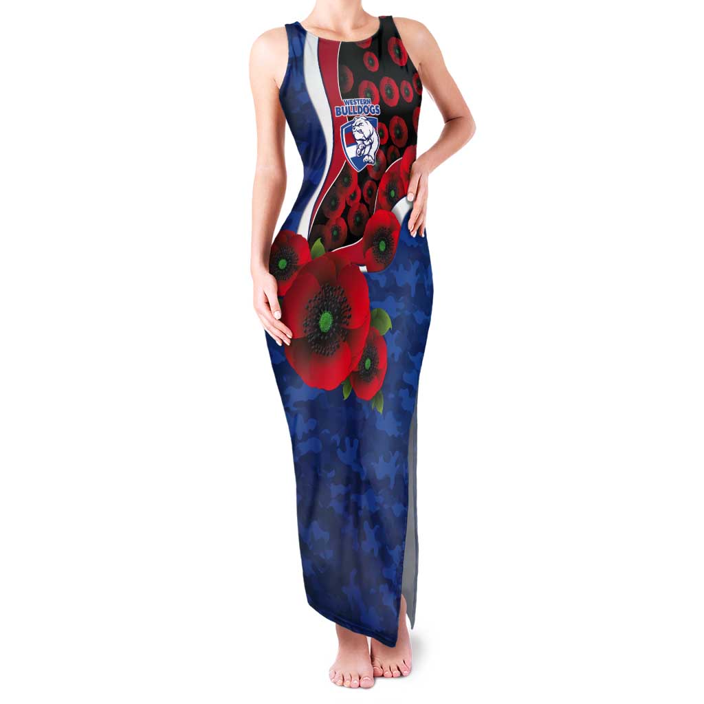 Western Bulldogs ANZAC Personalised Tank Maxi Dress Lest We Forget Poppy Camo