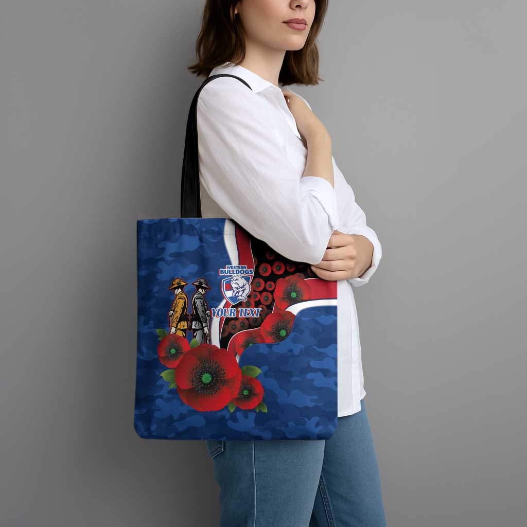 Western Bulldogs ANZAC Personalised Tote Bag Lest We Forget Poppy Camo