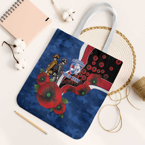 Western Bulldogs ANZAC Personalised Tote Bag Lest We Forget Poppy Camo