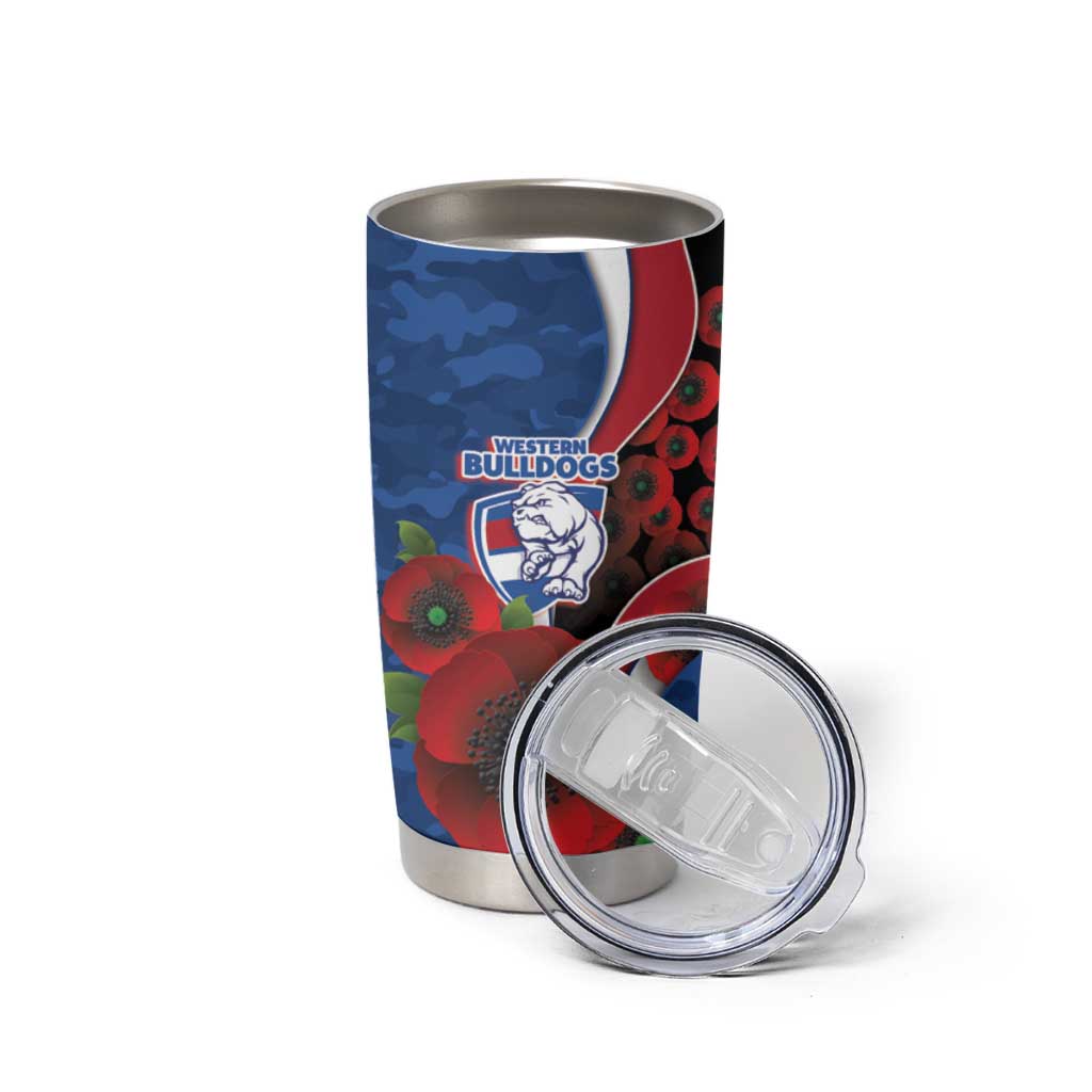Western Bulldogs ANZAC Personalised Tumbler Cup Lest We Forget Poppy Camo