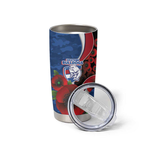 Western Bulldogs ANZAC Personalised Tumbler Cup Lest We Forget Poppy Camo