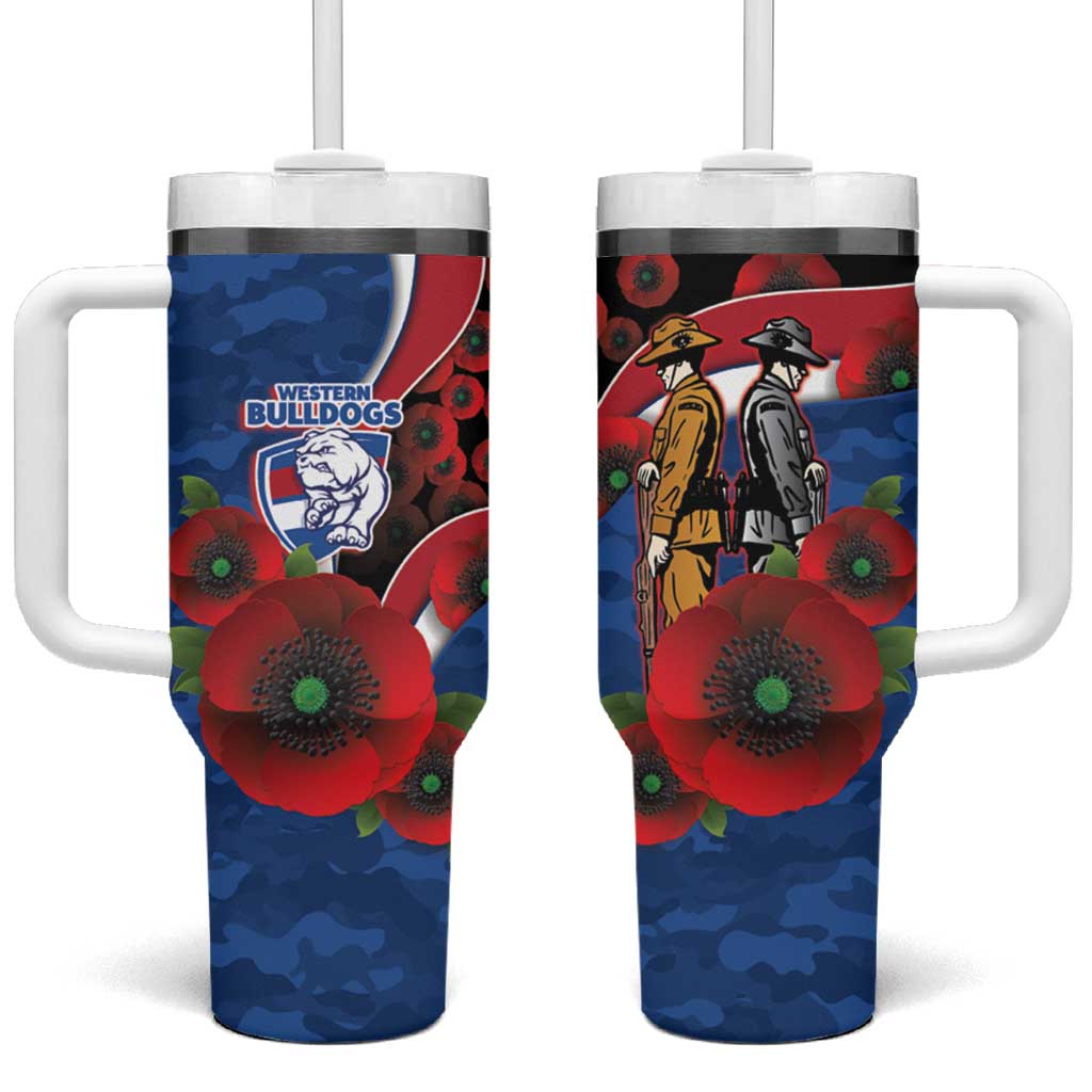 Western Bulldogs ANZAC Personalised Tumbler With Handle Lest We Forget Poppy Camo