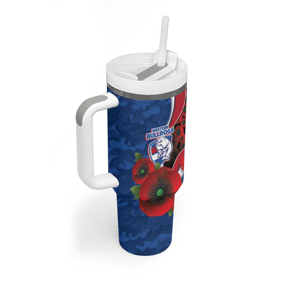 Western Bulldogs ANZAC Personalised Tumbler With Handle Lest We Forget Poppy Camo