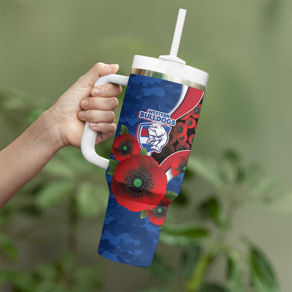 Western Bulldogs ANZAC Personalised Tumbler With Handle Lest We Forget Poppy Camo